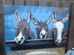 schilderij, metalen frame met reliëf, LES ANES OU MULETS, Tuin en Terras, Ophalen, Nieuw