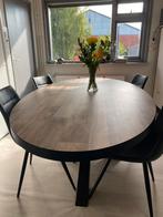 Ovale eettafel - industrieel met hout en zwart, Huis en Inrichting, Tafels | Eettafels, Ophalen, Gebruikt, 100 tot 150 cm, 200 cm of meer