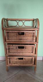 Commode 3 tiroirs en rotin et osier, Ophalen, Overige materialen, Minder dan 50 cm, Vintage