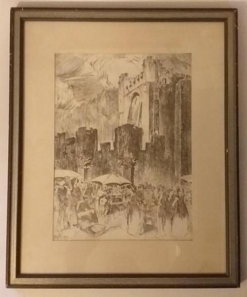 etsen Henri Van Peteghem - Patershol en Gravensteen, Antiek en Kunst, Kunst | Etsen en Gravures, Ophalen of Verzenden