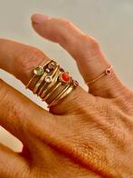 8 echte gouden ringen met edelstenen, Comme neuf, Femme ou Homme, Avec pierre précieuse, Or