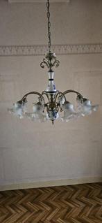 mooie luster, 8 armen, incl LED-lampen, Huis en Inrichting, Lampen | Kroonluchters, Ophalen, Gebruikt, Metaal, Klassiek