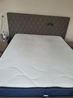 Boxspring 160 x 200 + hoofdbord met matras, Huis en Inrichting, Ophalen, Zo goed als nieuw, Grijs