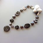 Collier en cabochons d'agates naturelles noires et quartz, Bijoux, Sacs & Beauté, Colliers, Pierre ou Minéral, Enlèvement ou Envoi