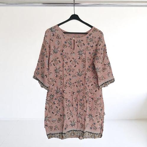 Luchtige zomerjurk bloemetjes oudroze blauw 44/XXL, Kleding | Dames, Jurken, Nieuw, Maat 46/48 (XL) of groter, Roze, Boven de knie