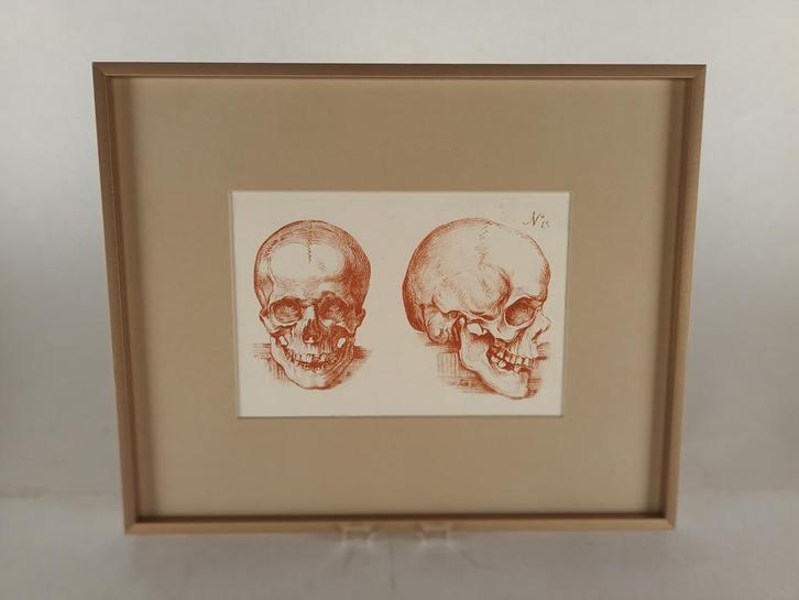 Tête de mort gravée 18e E cadre - G. Smith/tout à - 50 %, Antiquités & Art, Art | Eaux-fortes & Gravures, Enlèvement ou Envoi
