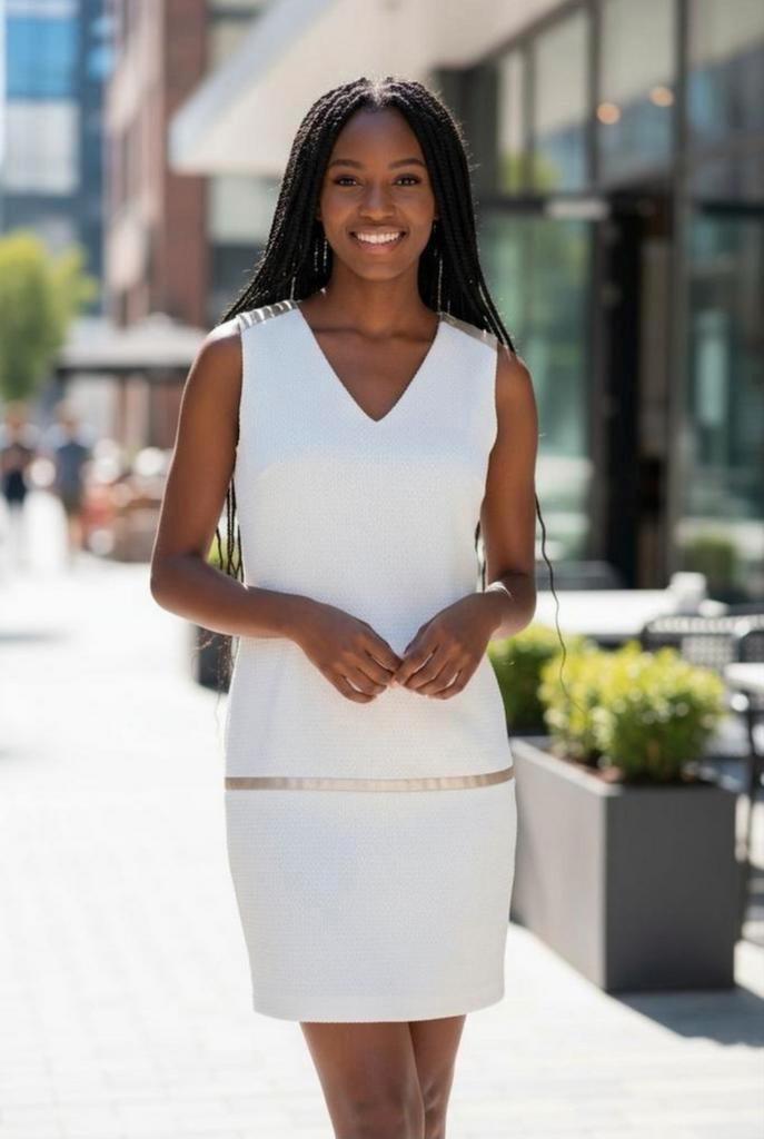 ✨️PHILDAR Jurk Maat 42 Valt kleiner - BUNDELKORTING‼️✨️, Kleding | Dames, Jurken, Zo goed als nieuw, Maat 38/40 (M), Wit, Boven de knie