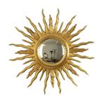 Grote Houten Zonnespiegel Sunburst Butler Spiegel Goud Heks, 50 tot 100 cm, Minder dan 100 cm, Rond, Ophalen of Verzenden