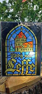 glazen wandversiering/raamversiering "Leffe" in loden kader, Ophalen, Zo goed als nieuw, Reclamebord, Plaat of Schild, Leffe