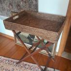 antiek rieten/houten tafeltje, afneembaar rieten blad, Antiek en Kunst, Ophalen of Verzenden