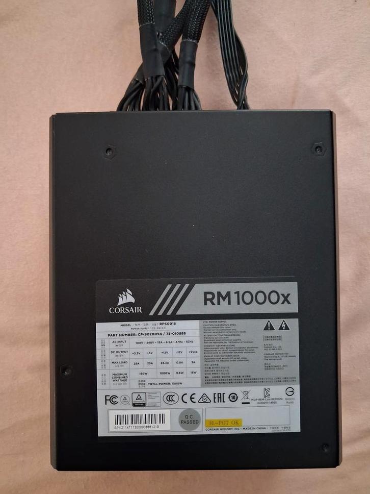 Corsair RM1000x 1000watt Platinum certified!!!, Computers en Software, Interne voedingen, Zo goed als nieuw, Ophalen