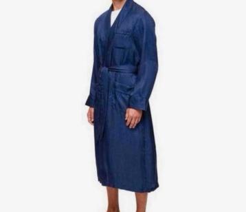 Derek Rose Luxe Badjas Dressing Gown Woburn Silk Satin Navy beschikbaar voor biedingen