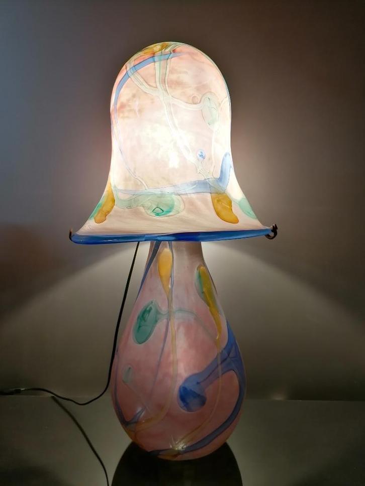 grote paddenstoel Art Glass lamp "Jean Luc Gambier", Huis en Inrichting, Lampen | Tafellampen, Zo goed als nieuw, Glas, Ophalen