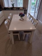 Keukentafel wit met 6 stoelen, Ophalen, Gebruikt