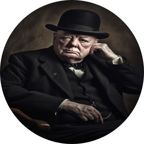 Portrait de Winston Churchill Cercle mural 120x120 Plastique, Antiquités & Art, Art | Peinture | Classique, Envoi