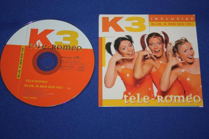 K3 CD single ( Tele-romeo + blub ik ben een vis ) 2001, CD & DVD, CD | Enfants & Jeunesse, Utilisé, Autres types, Enlèvement ou Envoi