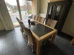 Eetkamer massief eik met steen, Huis en Inrichting, Complete eetkamers, Ophalen, Gebruikt, 6 tot 8 stoelen