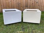 2 vintage crèmekleurige plantenbakken eighties, Tuin en Terras, Bloembakken en Plantenbakken, Ophalen, Zo goed als nieuw, Kunststof