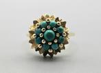 Gouden vintage ring met edelsteen turkooise. 2024/82, Handtassen en Accessoires, Antieke sieraden, Ophalen of Verzenden, Goud