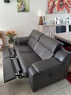 Bruine lederen salon, Huis en Inrichting, Ophalen, Gebruikt