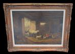 Van Leemputten Jef Louis ( 1865 - 1948 ) Dieren i/d  stal, Antiek en Kunst, Kunst | Schilderijen | Klassiek, Ophalen of Verzenden