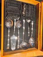 Houten bestek koffer - 12 personen, Ophalen, Zo goed als nieuw, Bestekset, Inox of Chroom