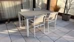 Moderne tuinset met 4 stoelen wit en grijs, Tuin en Terras, Ophalen, Zo goed als nieuw, Aluminium, Tuinset