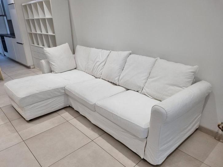 Witte hoekzetel / slaapbank – comfortabel & ruim, Huis en Inrichting, Zetels | Zetels en Chaises Longues, Stof, Ophalen