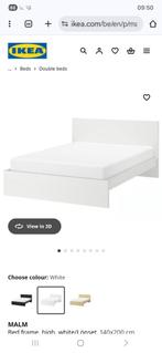 Ikea-bed met matras, Huis en Inrichting, Slaapkamer | Bedden, Wit, Tweepersoons, Zo goed als nieuw, 200 cm