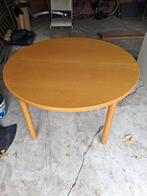 Ronde volkern grenen houten tafel, uitrekbzar naar ovaal, Huis en Inrichting, Ophalen, Zo goed als nieuw