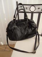 Sac à bandoulière en similicuir avec franges (vintage), Ophalen of Verzenden, Gebruikt, Zwart, Leer