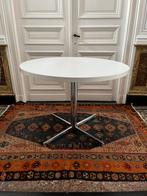 PRACHTIGE VINTAGE RONDE TAFEL CHROOM WIT BLAD ORIGINEEL, Huis en Inrichting, Ophalen, Zo goed als nieuw, Rond
