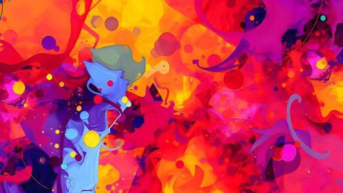 Kunstprint 'Vibrant Symphony' op canvas 100x50x2 cm., Antiek en Kunst, Kunst | Schilderijen | Abstract, Verzenden