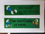 Smurfen Peyo 2 langwerpige stickers Italië, Verzamelen, Smurfen, Overige typen, Ophalen of Verzenden, Zo goed als nieuw