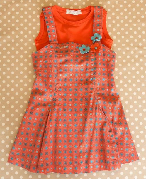 Oranje tuniek kleedje + topje Gymp, maat 3 jaar, Kinderen en Baby's, Kinderkleding | Maat 98, Zo goed als nieuw, Meisje, Setje