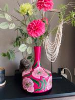 Handbeschilderde Vaas Poppy Pink ByJ&S, Overige kleuren, Nieuw, Ophalen of Verzenden, Glas