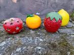 3 bougies en forme de fruit + 1 photophore (pomme), Comme neuf, Enlèvement ou Envoi, Bougie, Moins de 25 cm