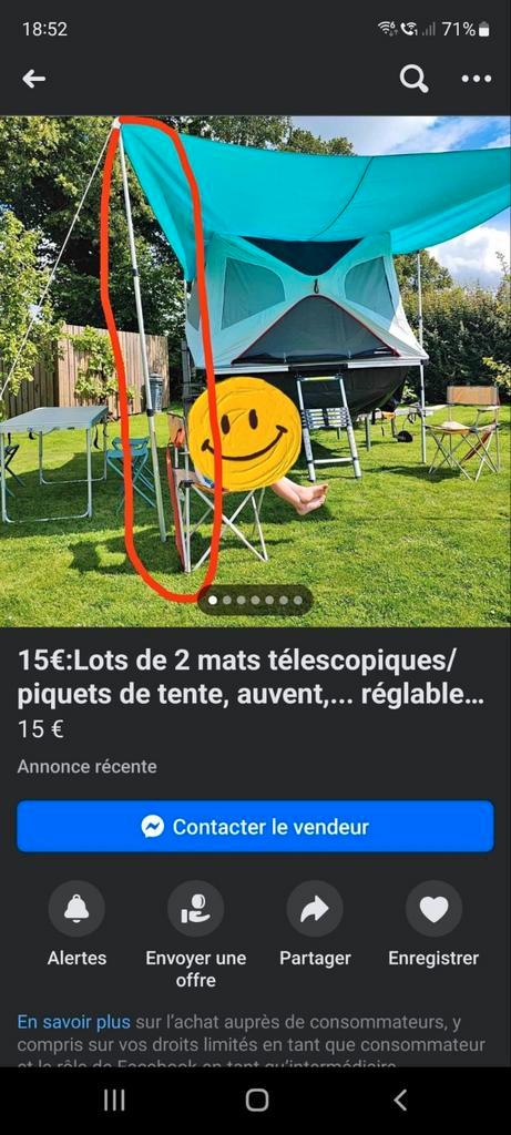 Set van 2 telescopische masten van 230 cm+nieuwe hoes, Vakantie, Campings