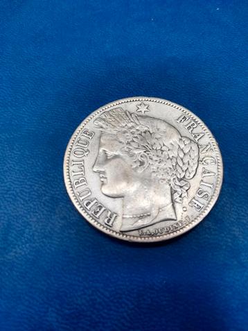 Zilveren franse 5 Frank 1850