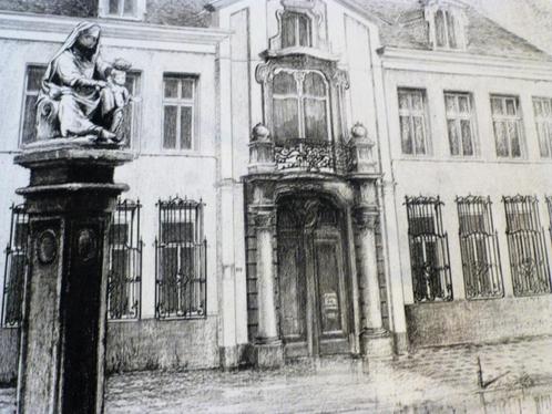 Jef Van Grieken - Het Spaans huis - Antwerpen - getekend/Nr, Antiek en Kunst, Kunst | Etsen en Gravures, Ophalen of Verzenden