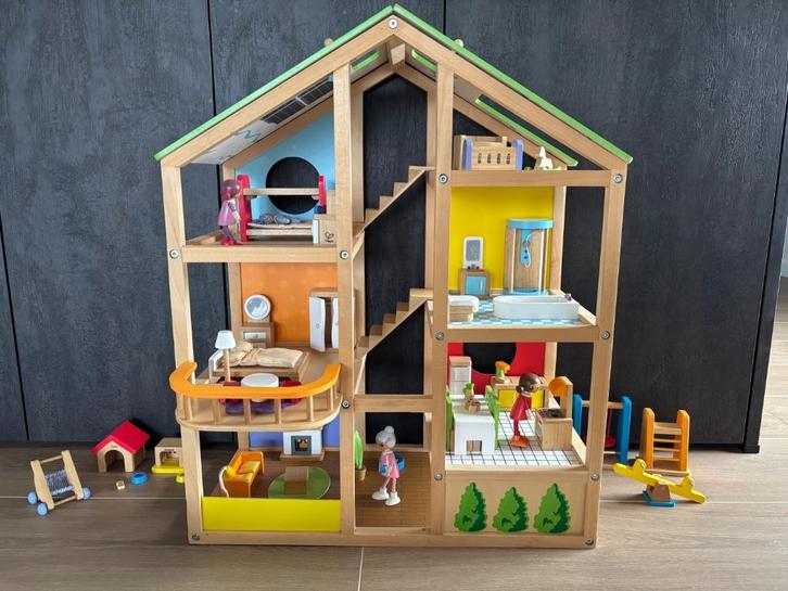 Houten poppenhuis, Kinderen en Baby's, Speelgoed | Poppenhuizen, Gebruikt, Poppenhuis, Ophalen