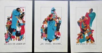 3 origineel gekleurde kaarten Aloïs (Wies) Peleman (1922-95)