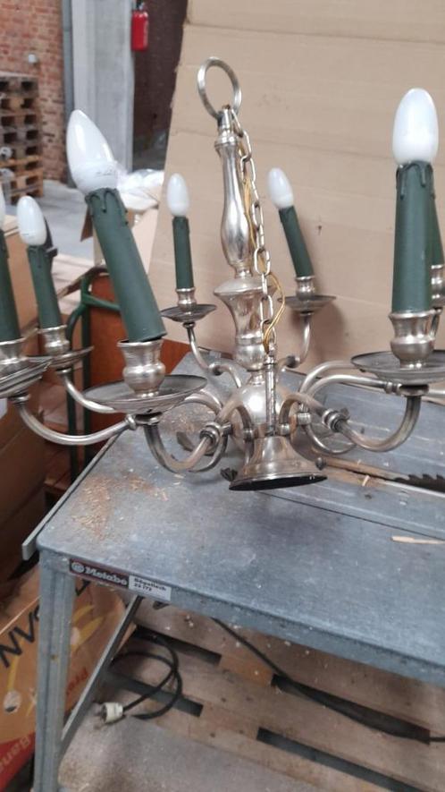 oude zware metalen zilverkleurige luster, jaren 60, Antiek en Kunst, Curiosa en Brocante, Ophalen