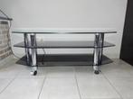 Glazen televisie/audio meubel, Ophalen, 100 tot 150 cm, Zo goed als nieuw, Glas
