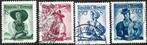4 Postzegels Klederdrachten Oostenrijk 1951, Ophalen of Verzenden, Gestempeld