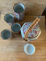 Theepot en 6 kopjes in bloemenmotief., Huis en Inrichting, Keuken | Servies, Ophalen, Nieuw, Keramiek, Overige typen