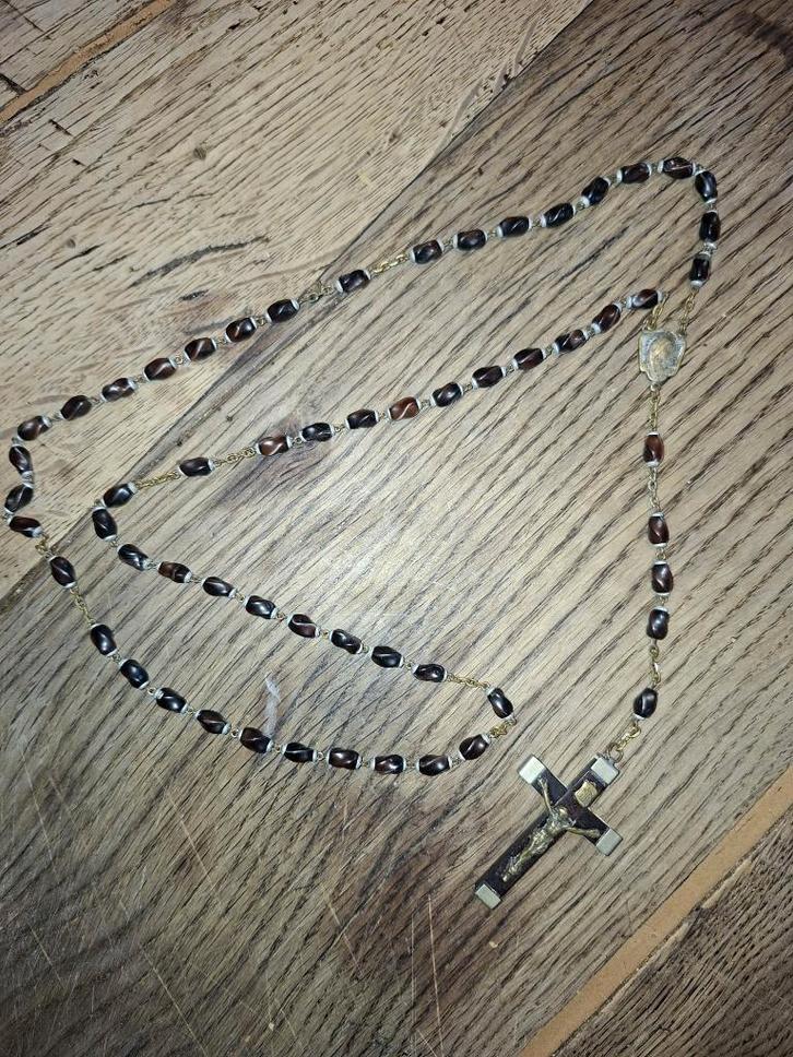 oude stenen paternoster Lourdes, begin 1900, Antiquités & Art, Curiosités & Brocante, Enlèvement ou Envoi