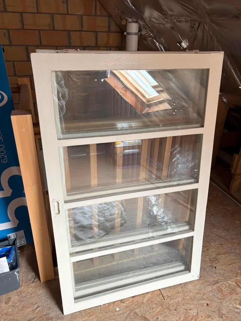 3 zware schuif deuren in hout en glas, Enlèvement, Bois