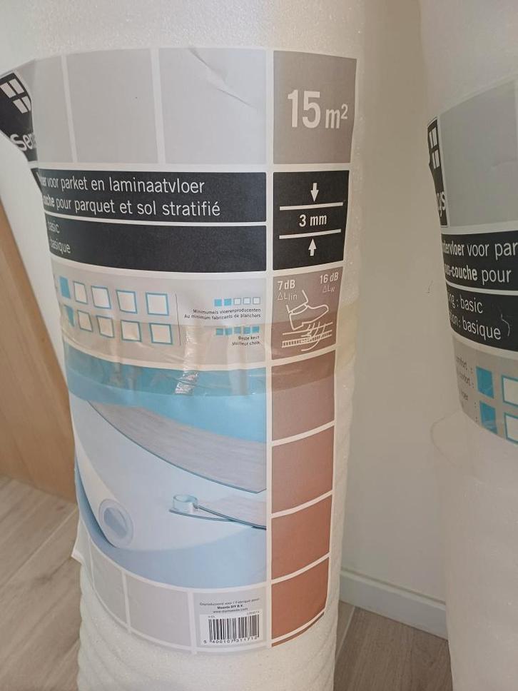 Ondervloer parket en laminaat, Bricolage & Construction, Planches & Dalles, Comme neuf, Aggloméré, Autres matériaux, 10 m²² ou plus