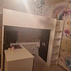 Slaapkamer ikea bed bureau en kast ineen, Ophalen, Gebruikt, Eenpersoons, Modern wit zwart